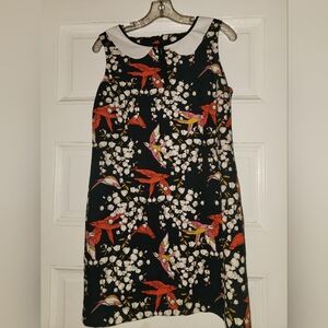 Atmosphere Black Dress with Floral and Bird Print